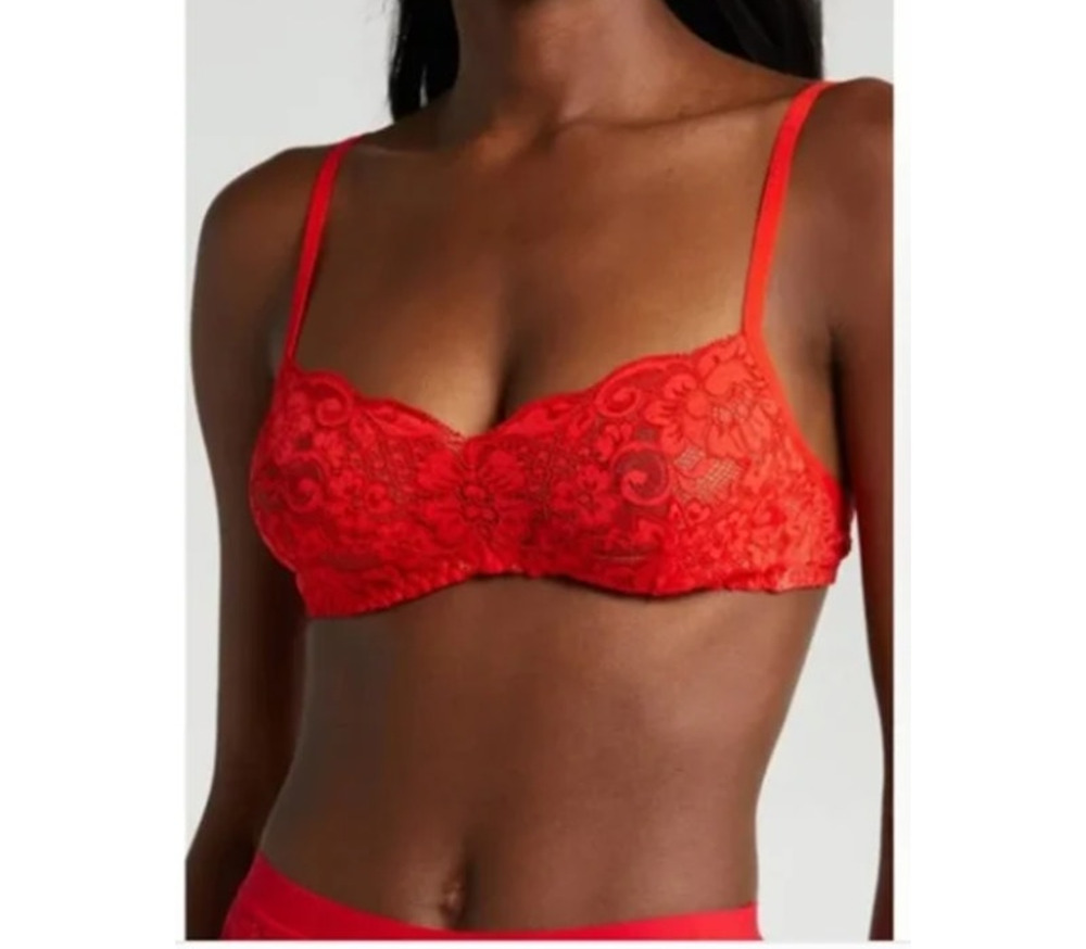 We Are HAH Bra Fits Sizes 30-38B Red Lace Underwire Hook Up Bralette Lingerie